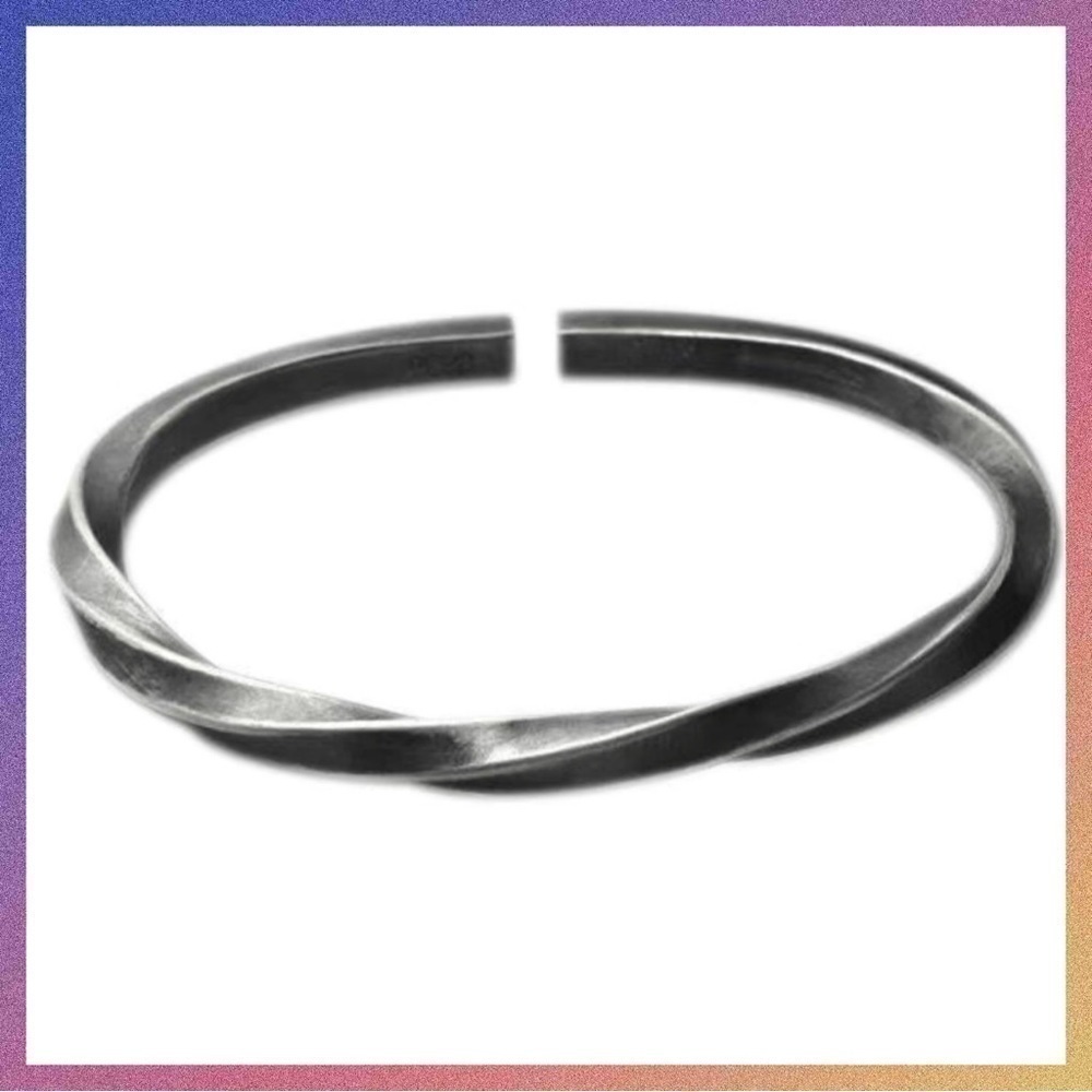 Antiqued Silver Twisted Cuff Bracelet for Men or Women #691